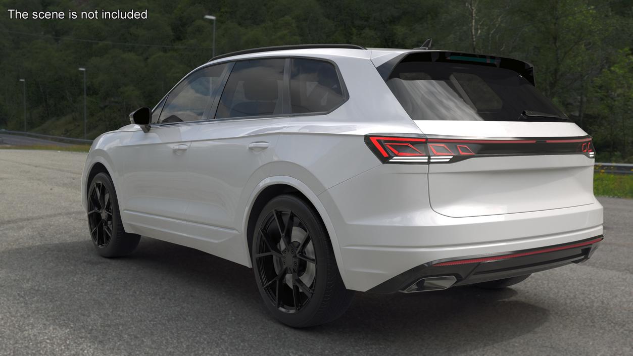 3D Electric SUV White Lights On model