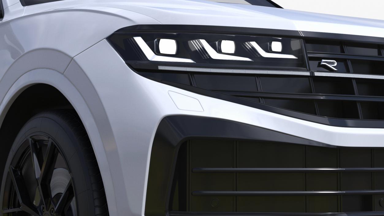 3D Electric SUV White Lights On model