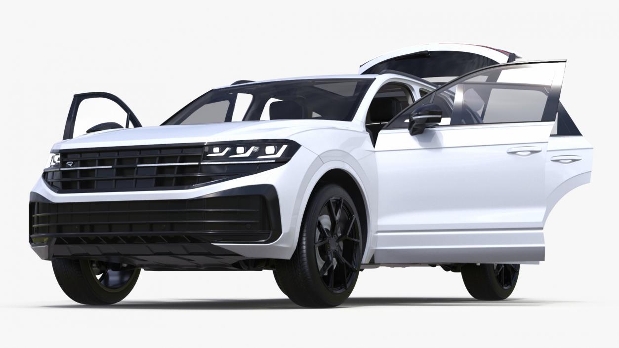 3D Electric SUV White Lights On model