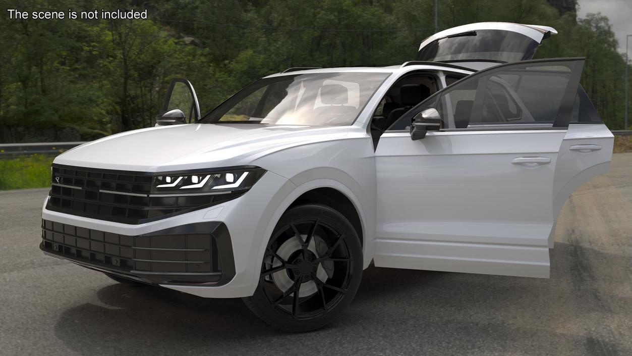 3D Electric SUV White Lights On model