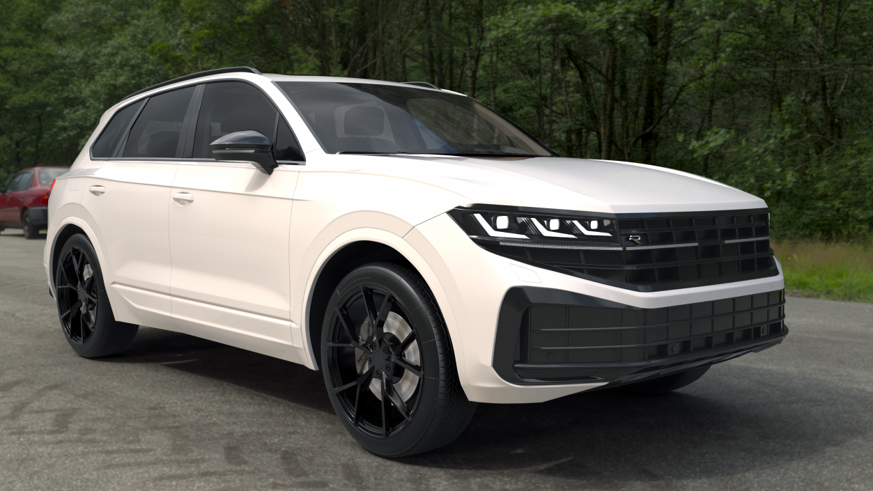 3D Electric SUV White Lights On model