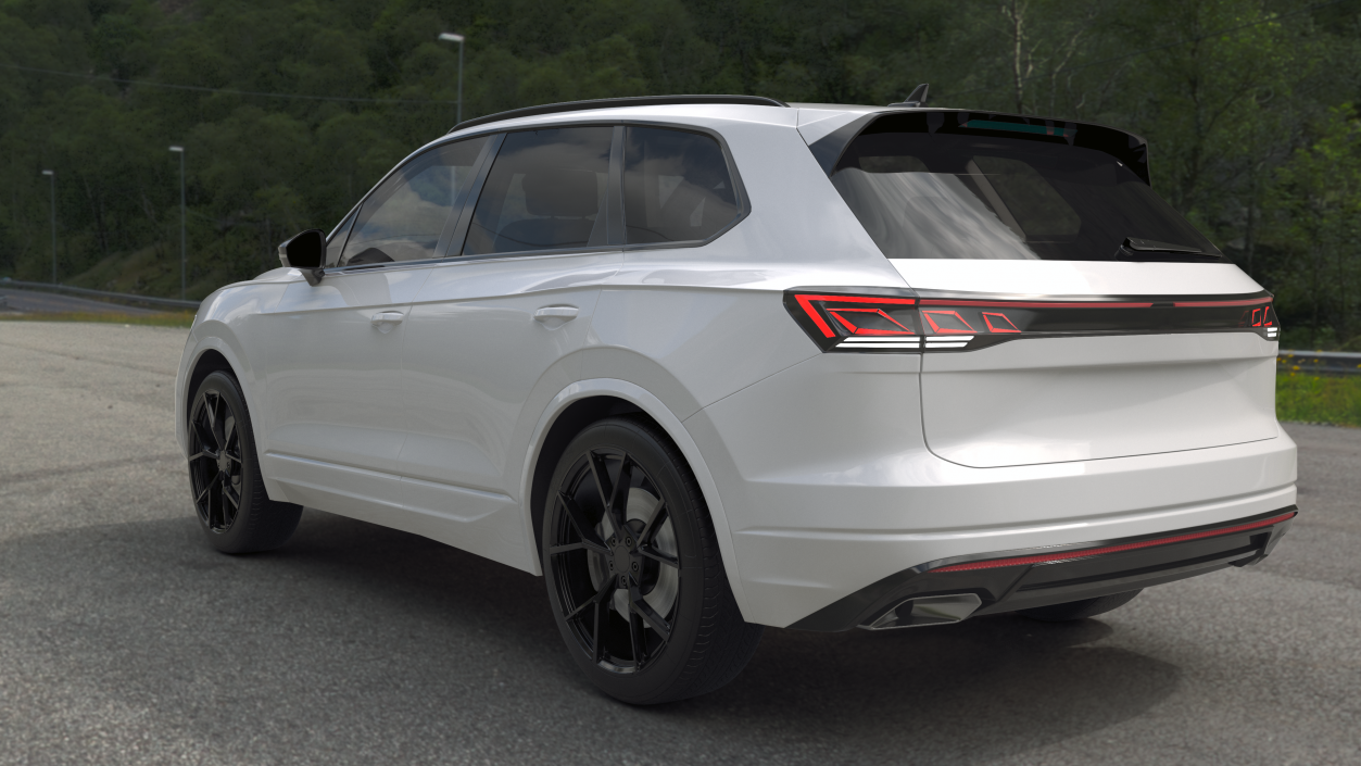 3D Electric SUV White Lights On model