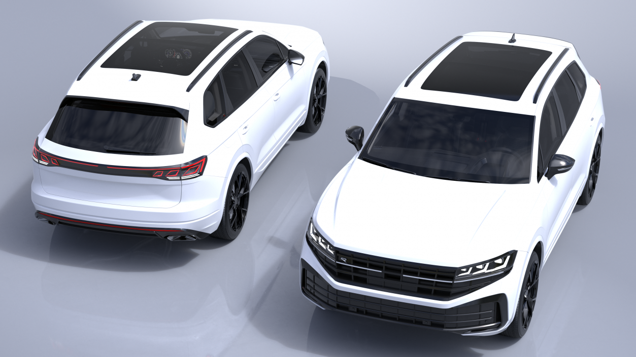 3D Electric SUV White Lights On model