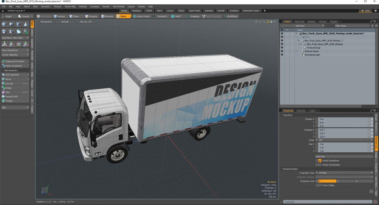 3D Box Truck Isuzu NPR 2018 Mockup