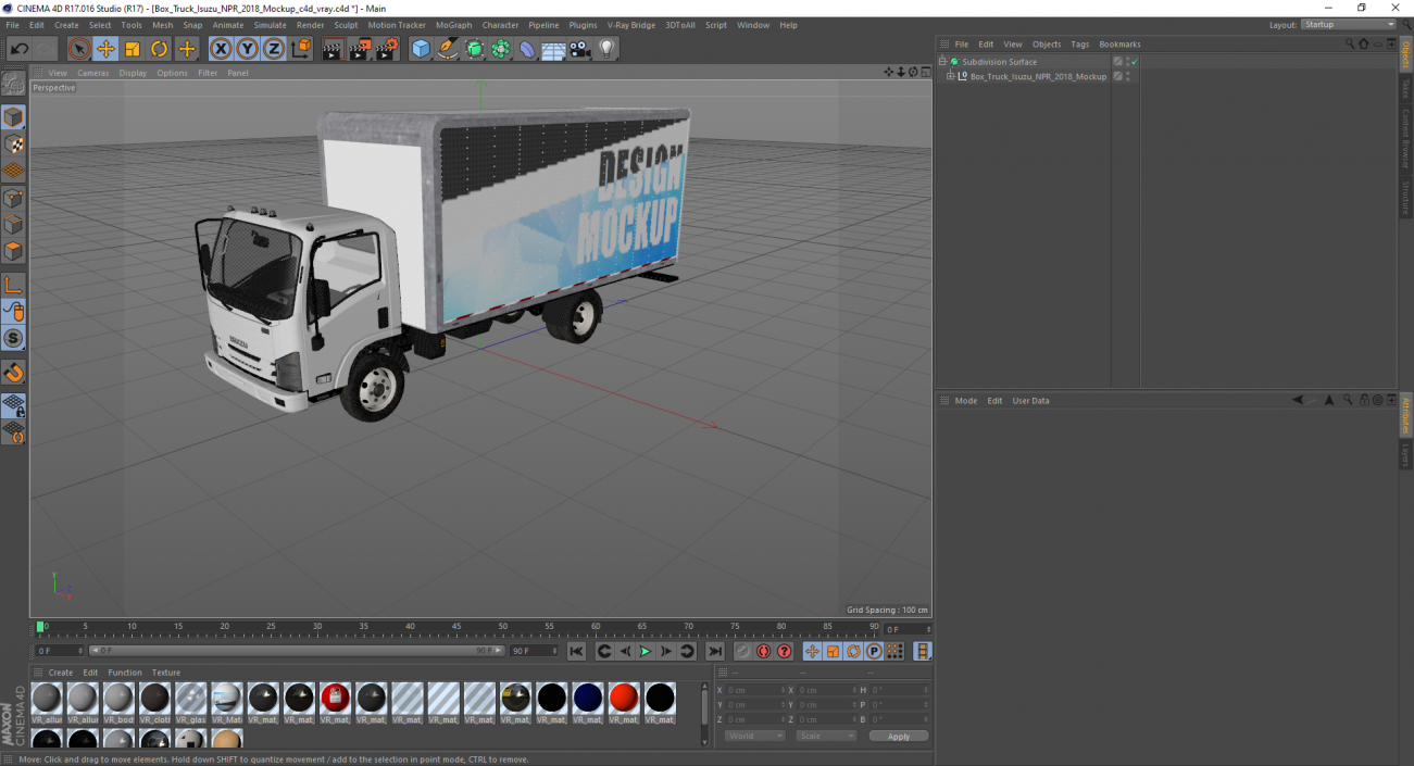 3D Box Truck Isuzu NPR 2018 Mockup