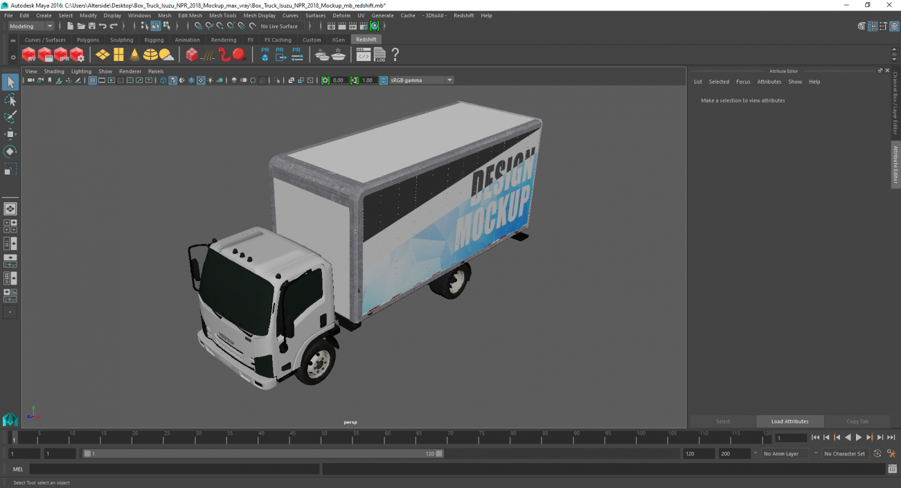 3D Box Truck Isuzu NPR 2018 Mockup