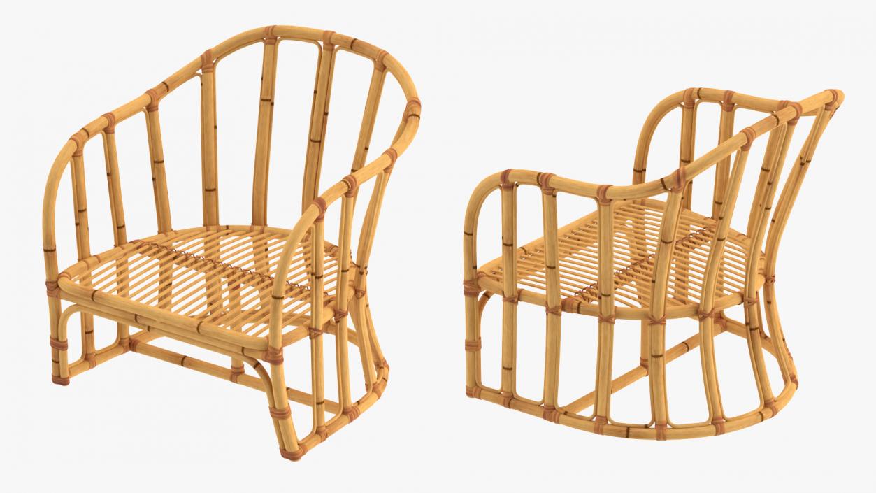 3D Vintage Bamboo Armchair model