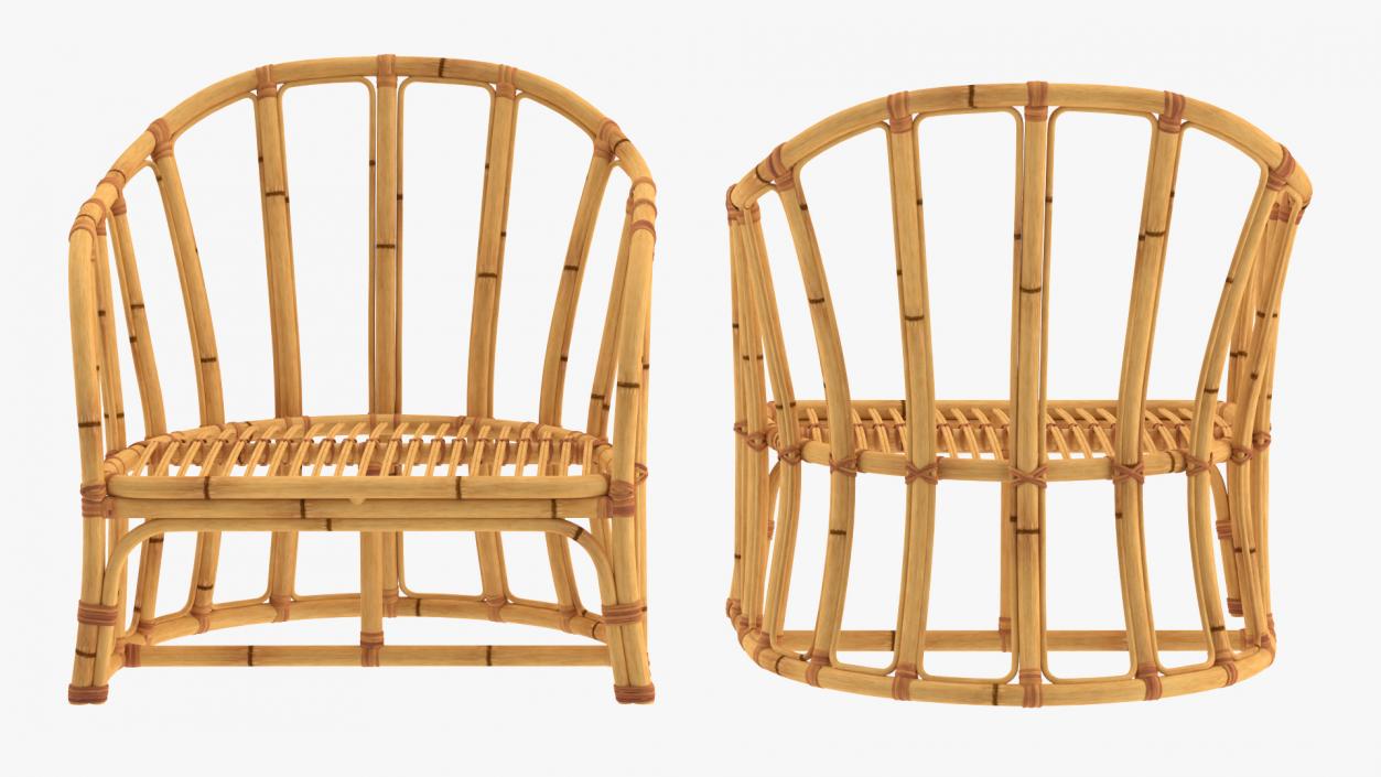 3D Vintage Bamboo Armchair model