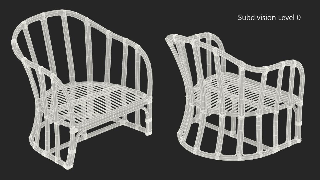 3D Vintage Bamboo Armchair model