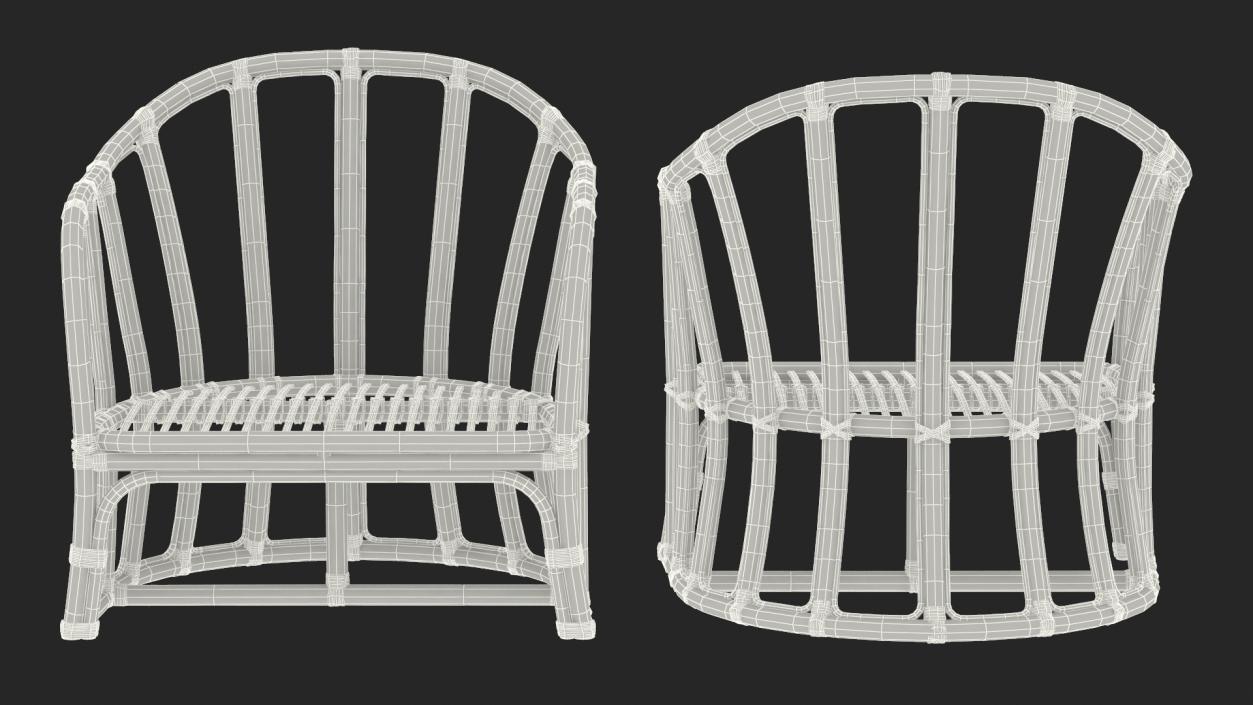 3D Vintage Bamboo Armchair model