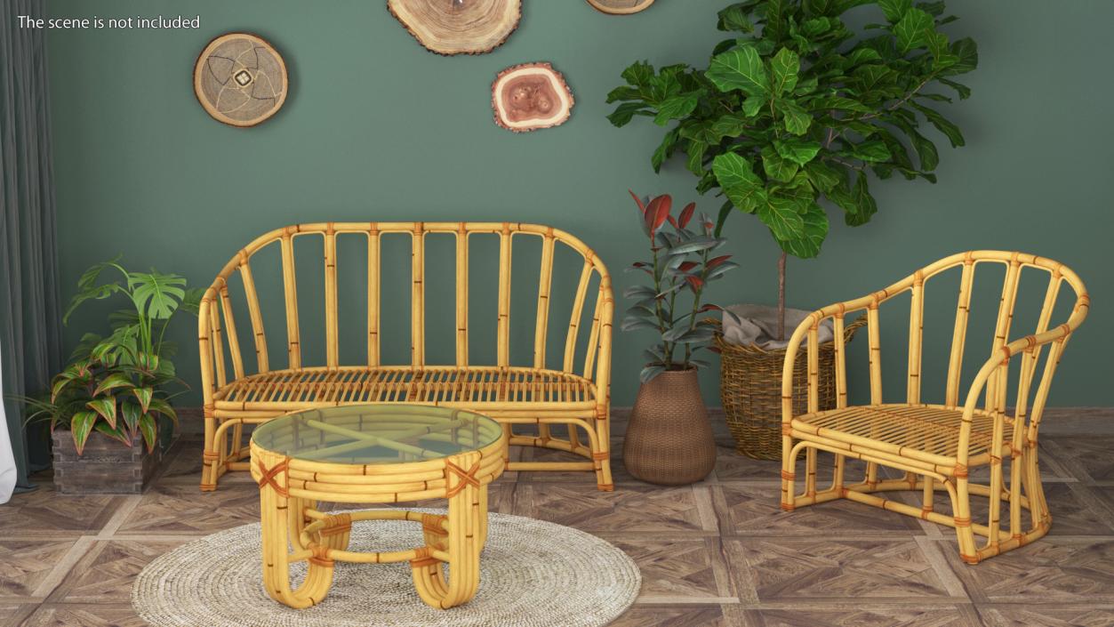 3D Vintage Bamboo Armchair model