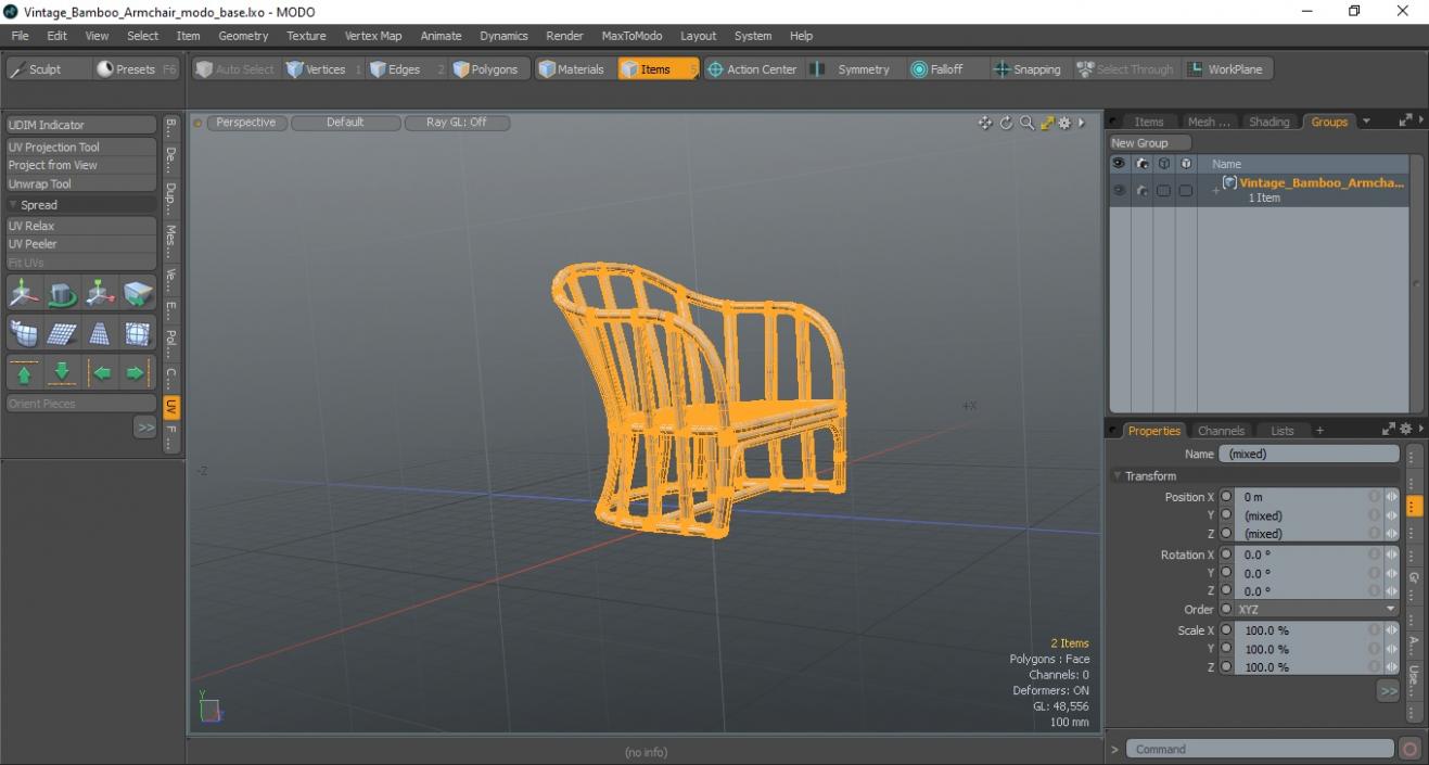 3D Vintage Bamboo Armchair model