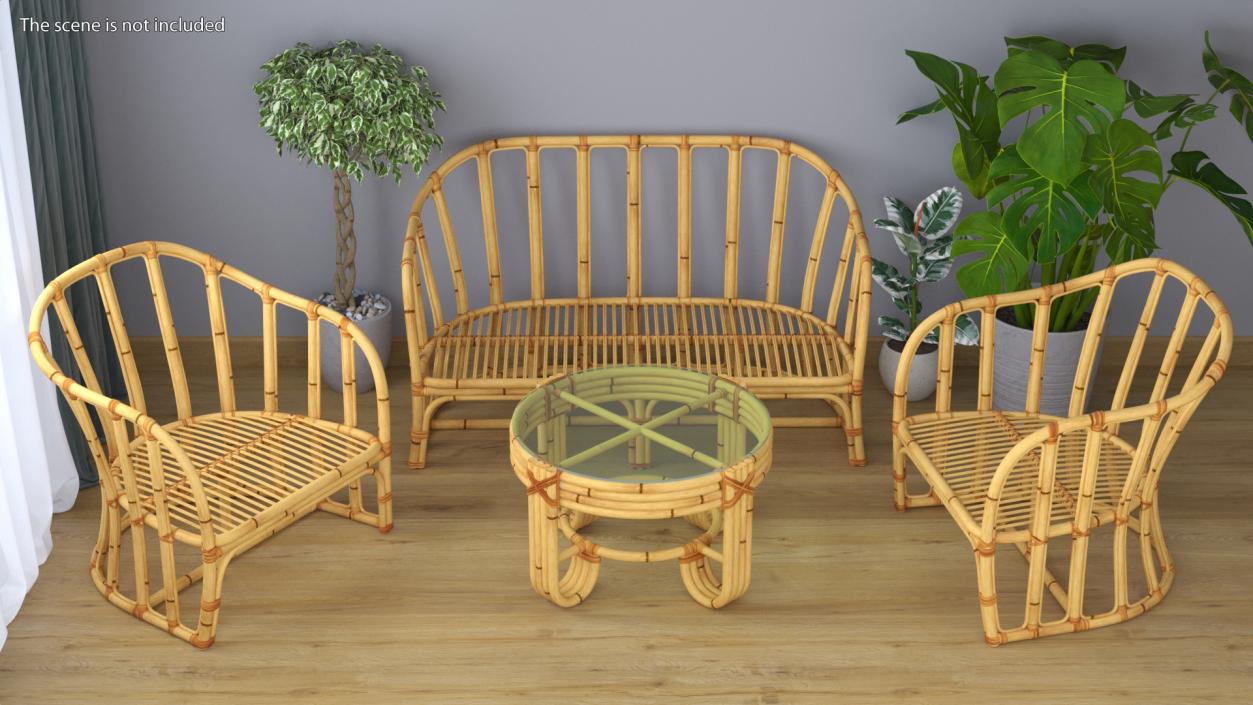 3D Vintage Bamboo Armchair model