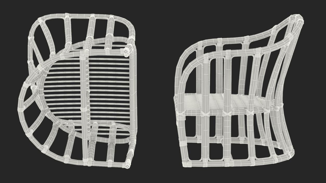 3D Vintage Bamboo Armchair model