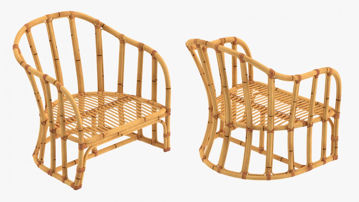 3D Vintage Bamboo Armchair model