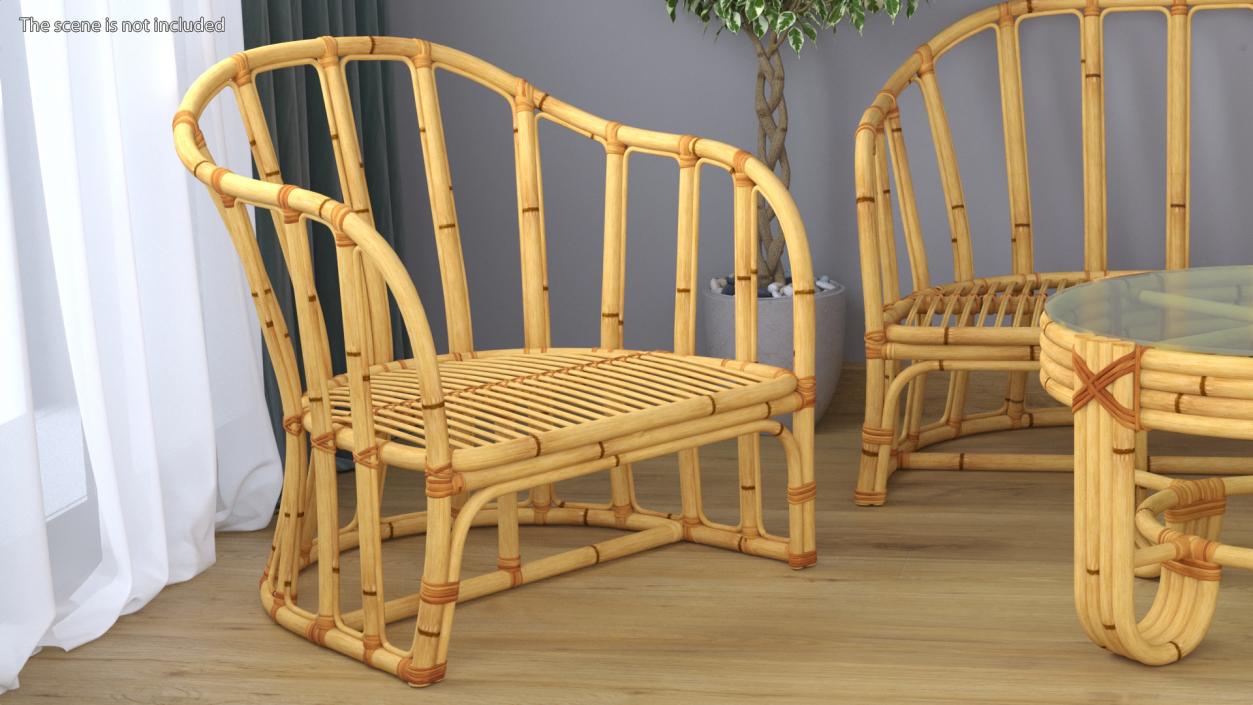 3D Vintage Bamboo Armchair model