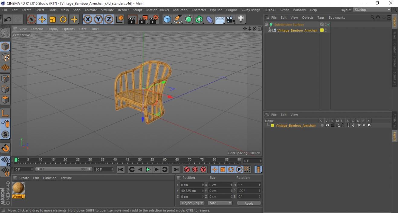 3D Vintage Bamboo Armchair model