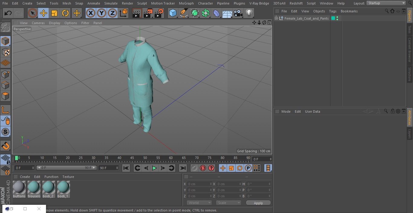 3D model Female Lab Coat and Pants