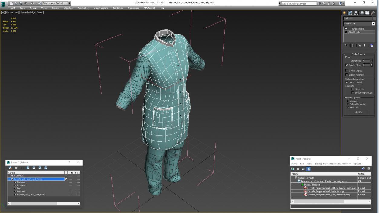 3D model Female Lab Coat and Pants