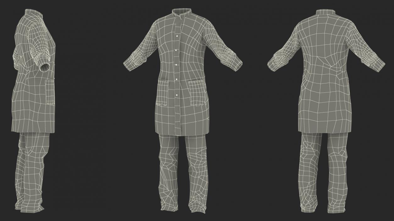 3D model Female Lab Coat and Pants