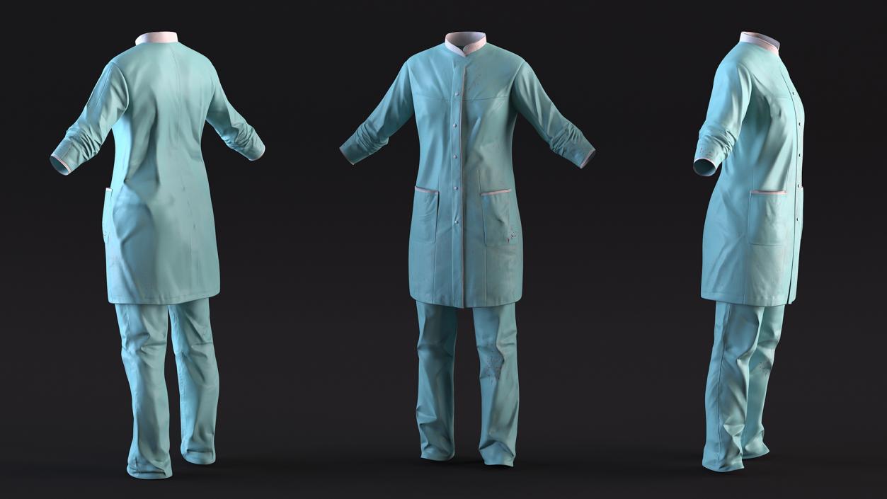 3D model Female Lab Coat and Pants