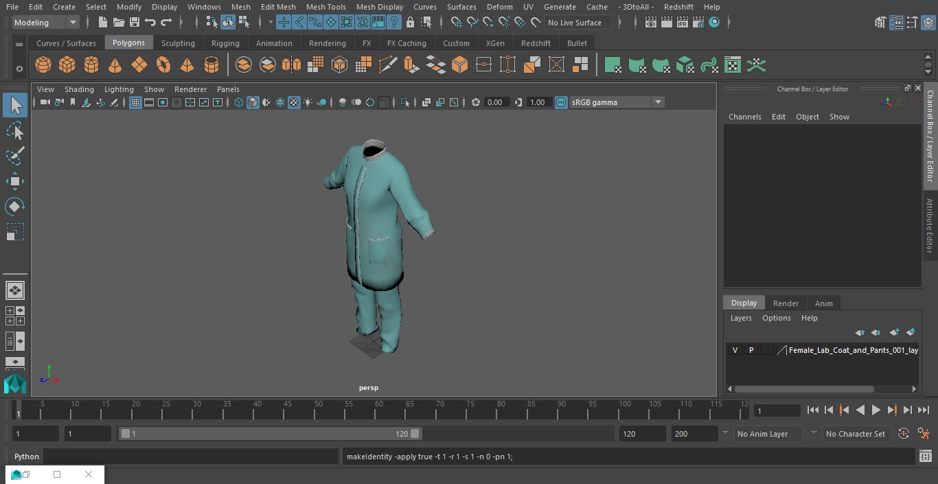 3D model Female Lab Coat and Pants