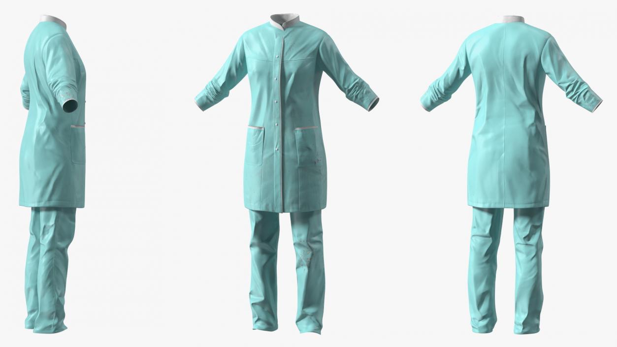 3D model Female Lab Coat and Pants