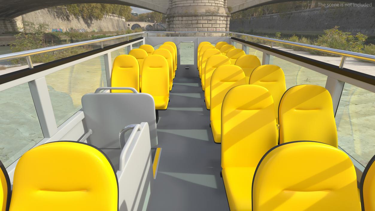 Open Top Tourist Bus Simple Interior White 3D