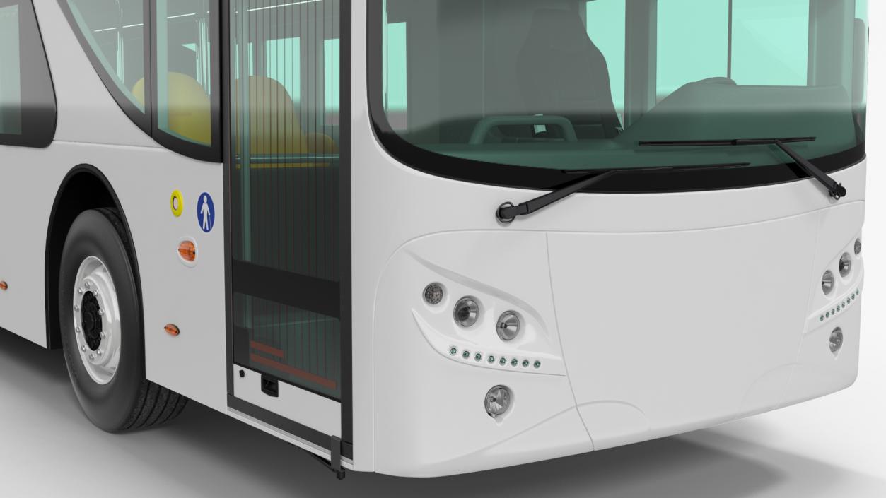 Open Top Tourist Bus Simple Interior White 3D