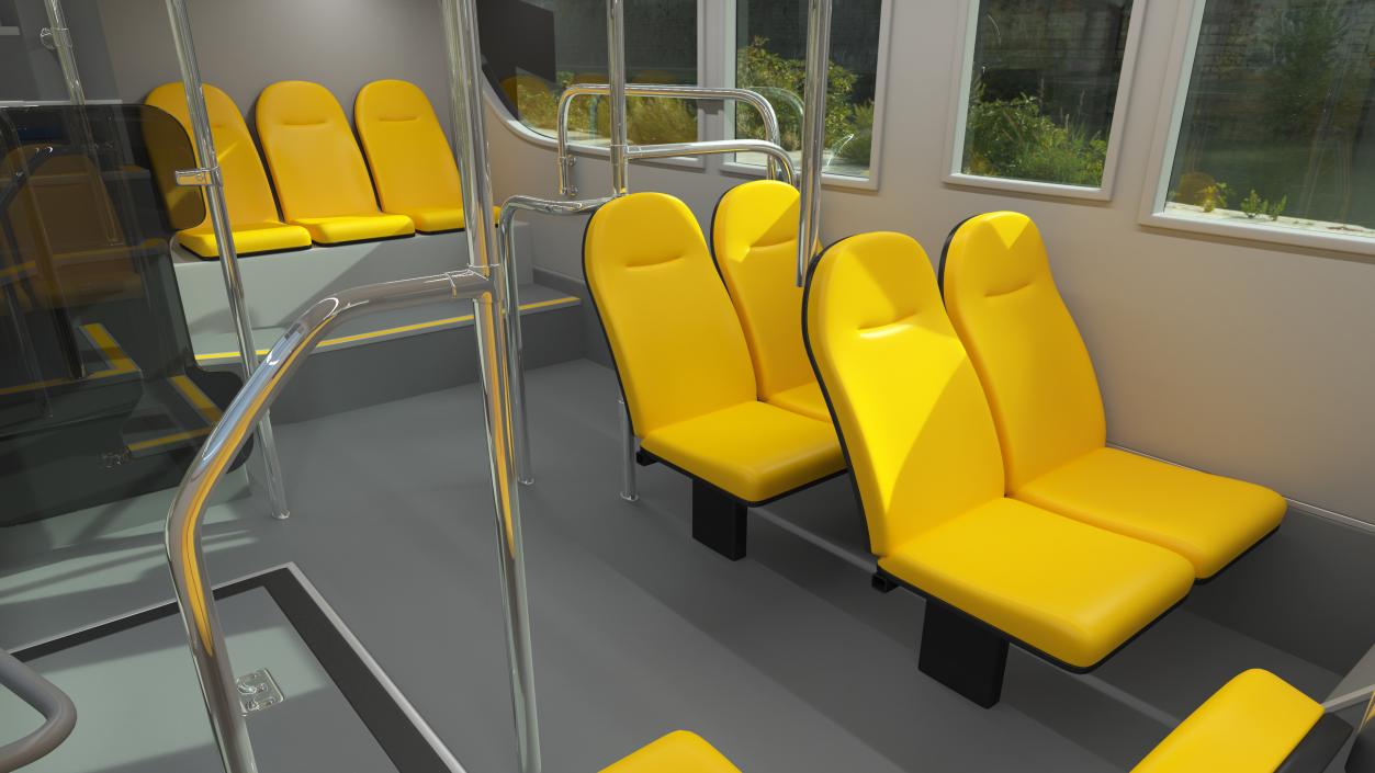 Open Top Tourist Bus Simple Interior White 3D