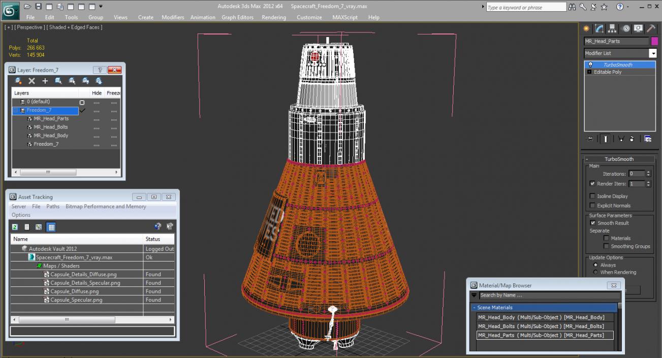 3D Spacecraft Freedom 7 Capsule model