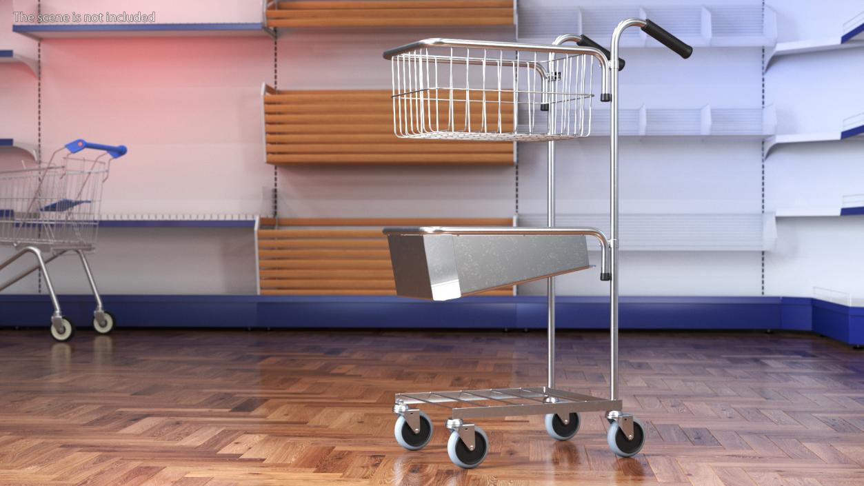 Mini Trolley with File Shelf and Basket 3D model