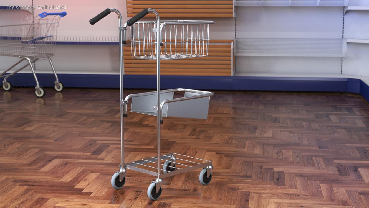 Mini Trolley with File Shelf and Basket 3D model