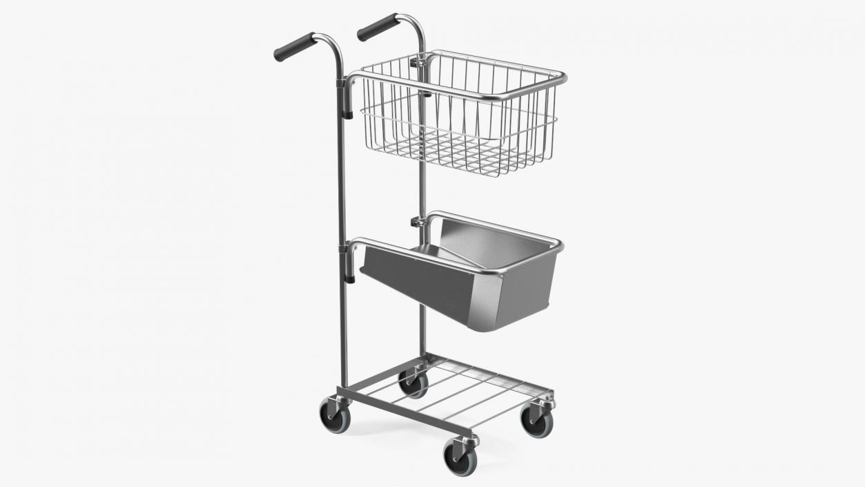 Mini Trolley with File Shelf and Basket 3D model