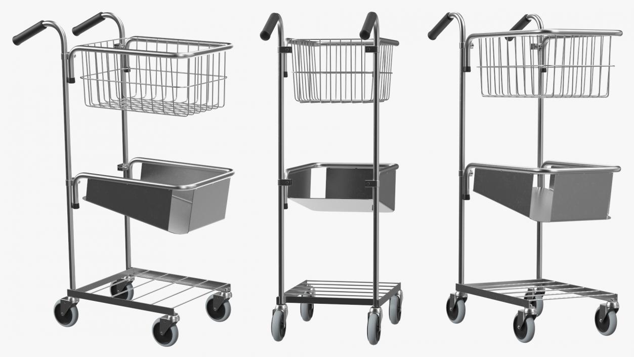 Mini Trolley with File Shelf and Basket 3D model