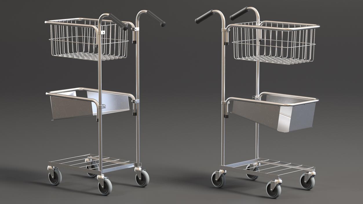 Mini Trolley with File Shelf and Basket 3D model