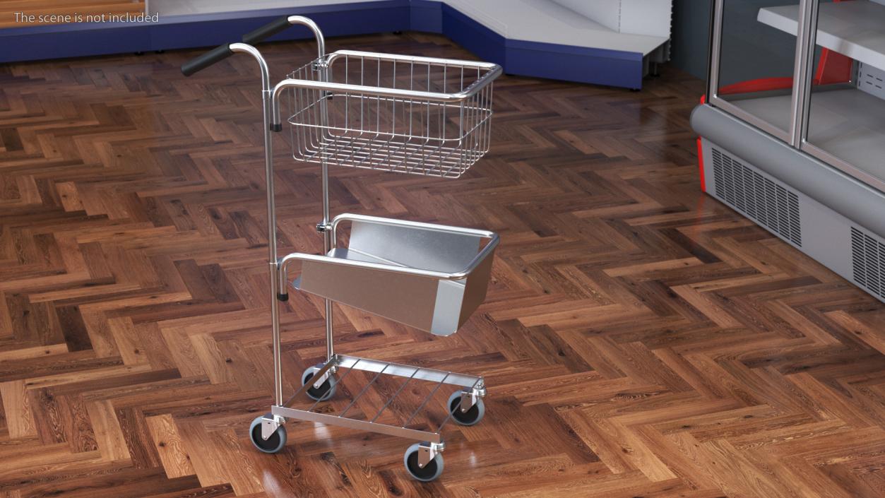 Mini Trolley with File Shelf and Basket 3D model