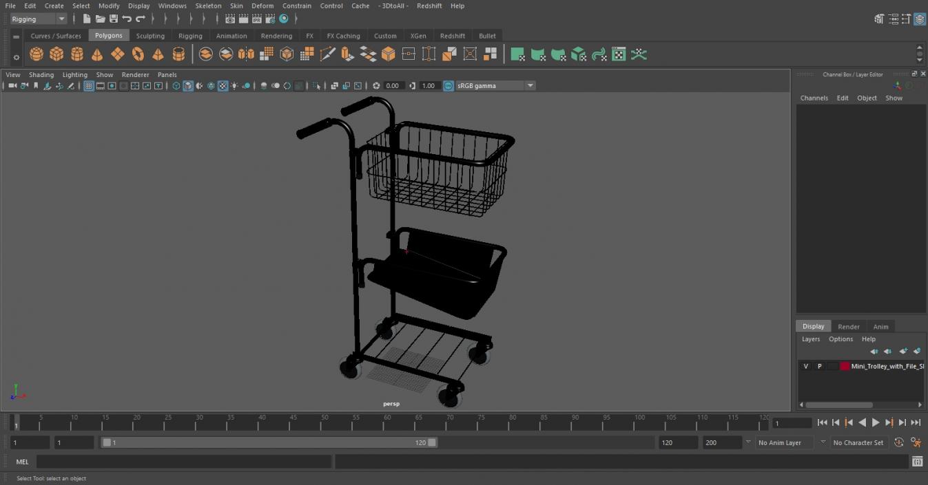 Mini Trolley with File Shelf and Basket 3D model