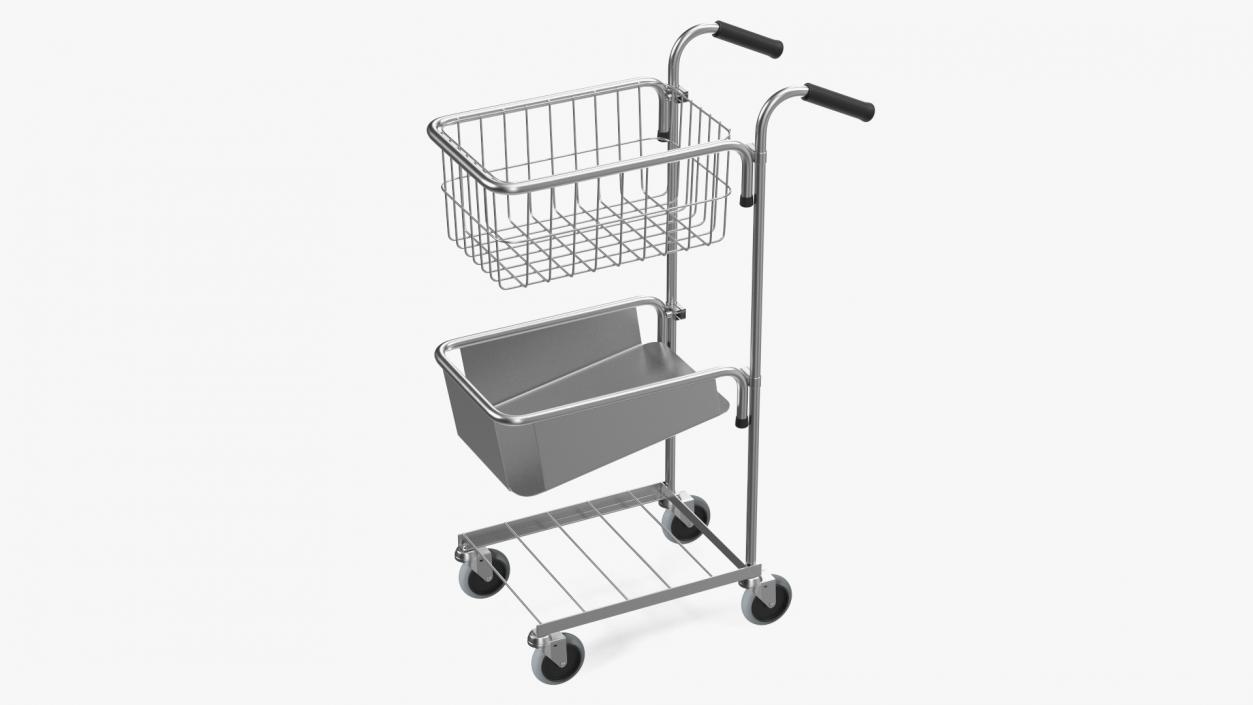 Mini Trolley with File Shelf and Basket 3D model