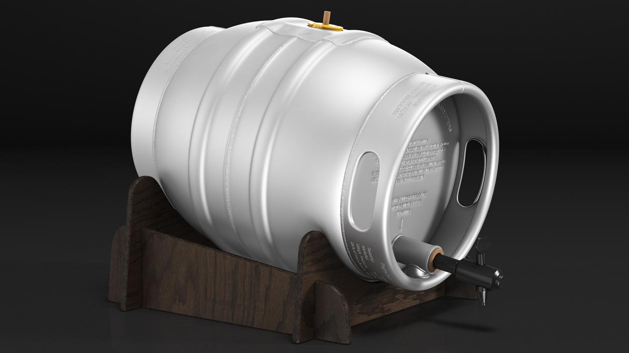 3D Firkin Metal Cask on Wooden Stillage