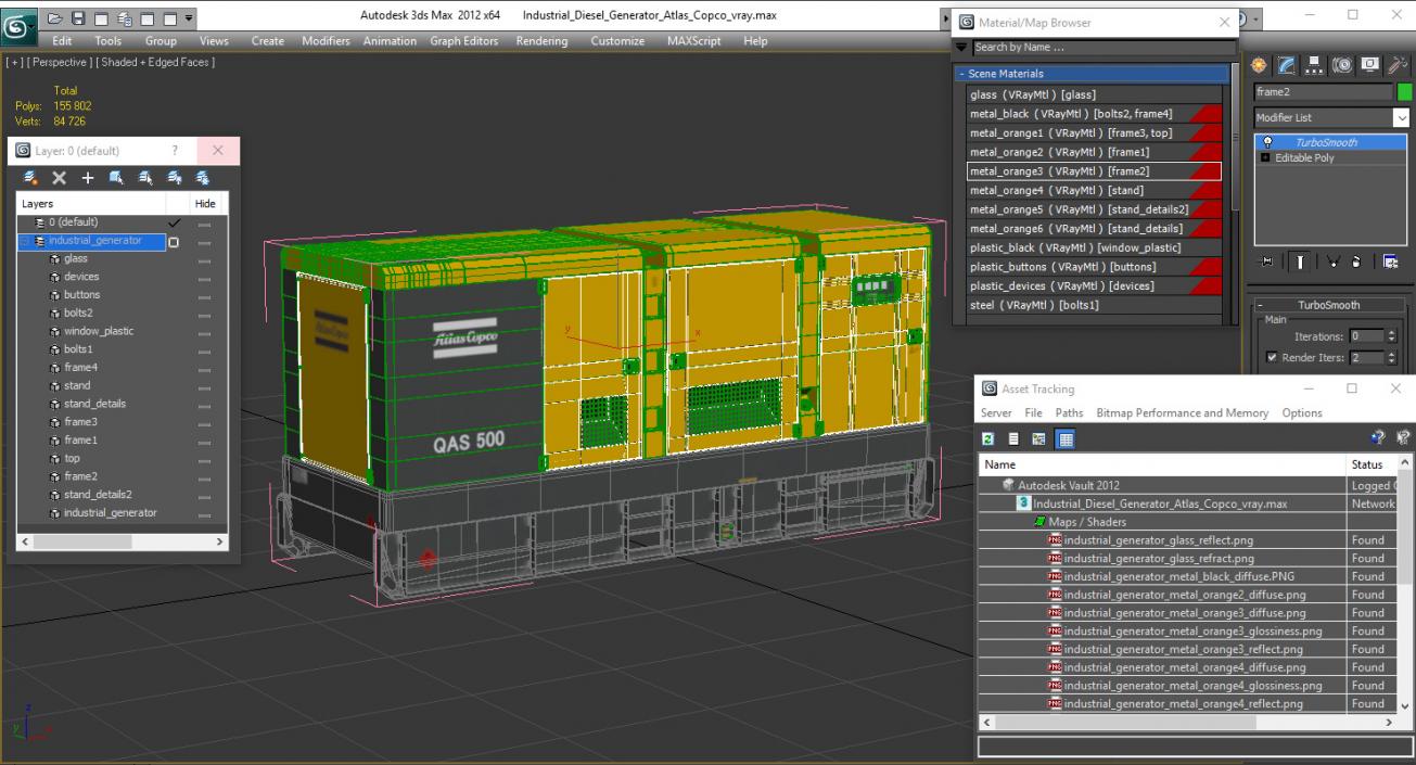 Industrial Diesel Generator Atlas Copco 3D model