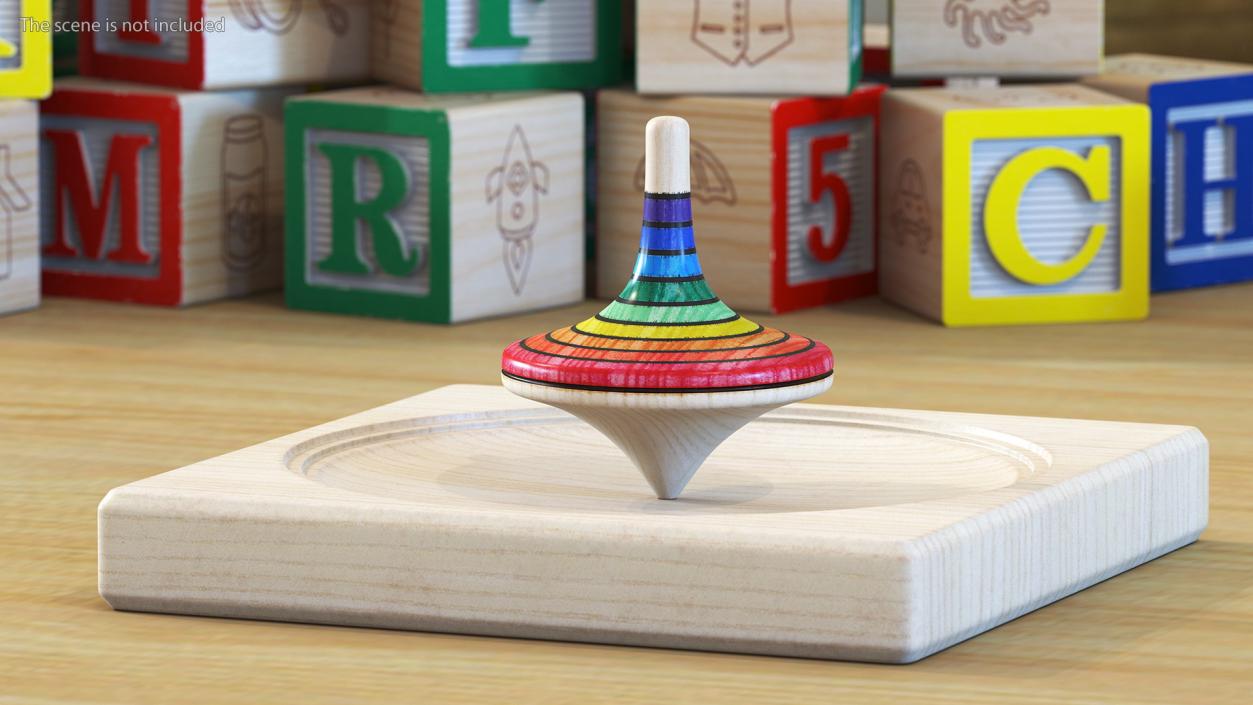 3D model Wooden Spinning Top with Stand