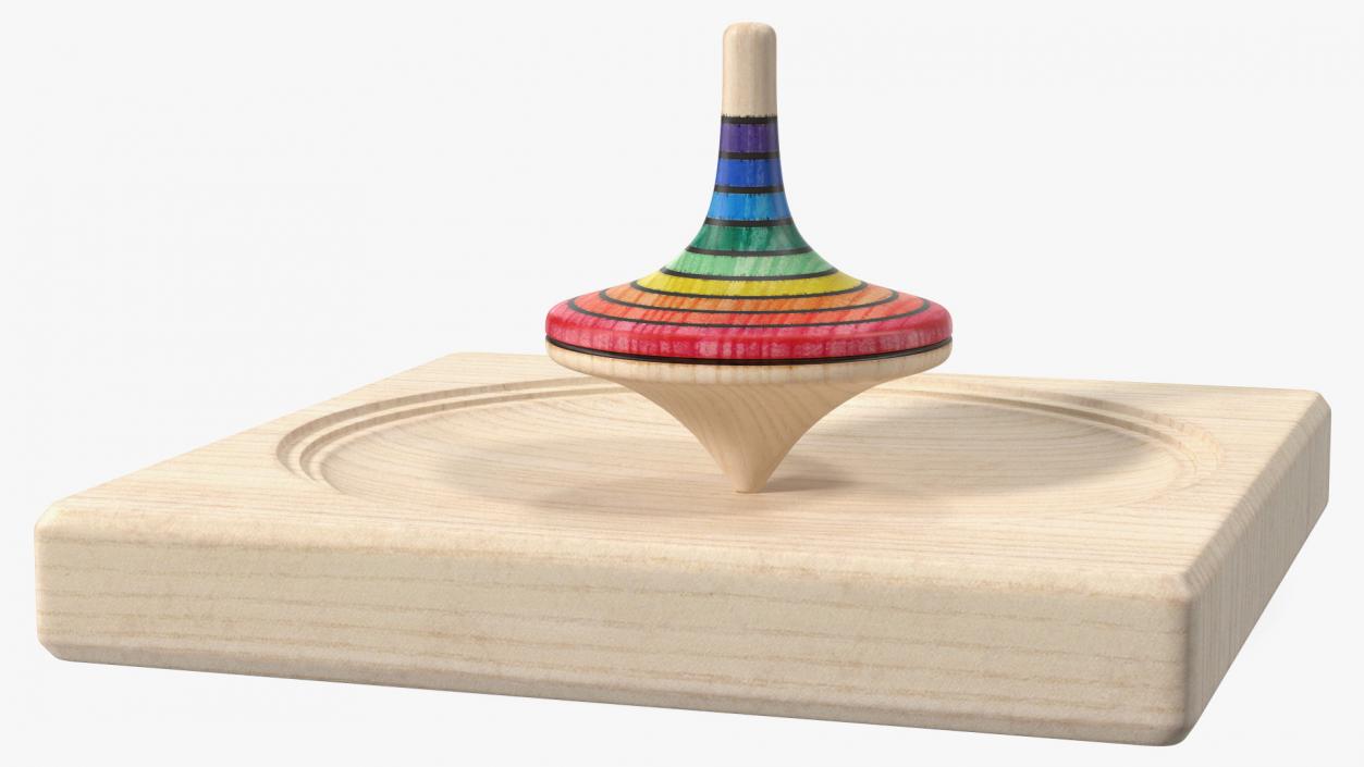 3D model Wooden Spinning Top with Stand