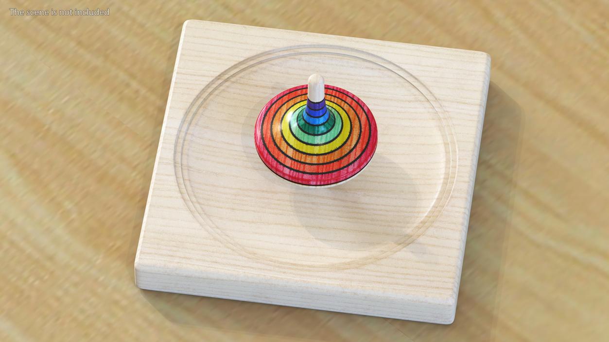 3D model Wooden Spinning Top with Stand