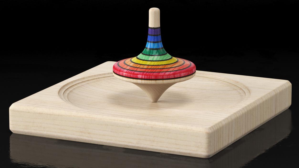 3D model Wooden Spinning Top with Stand