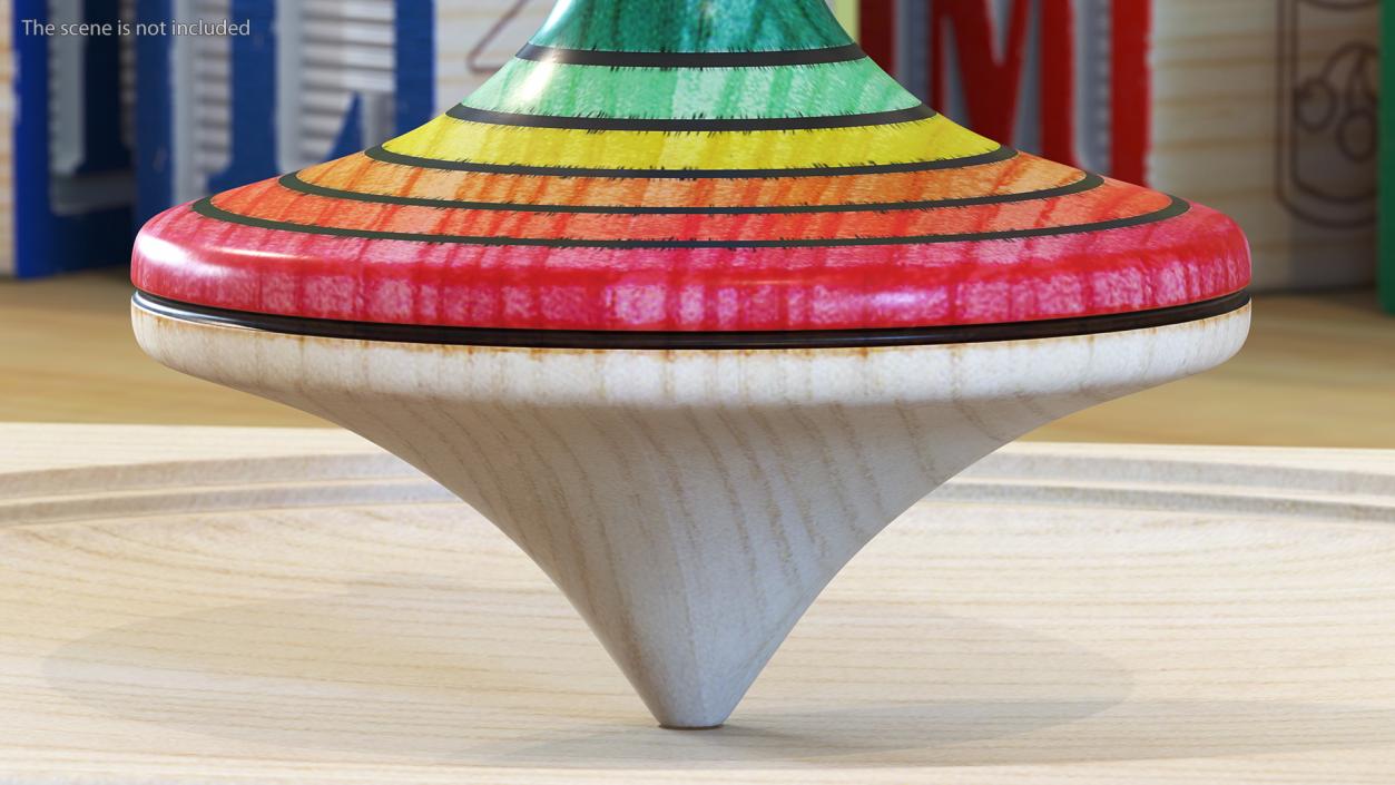 3D model Wooden Spinning Top with Stand