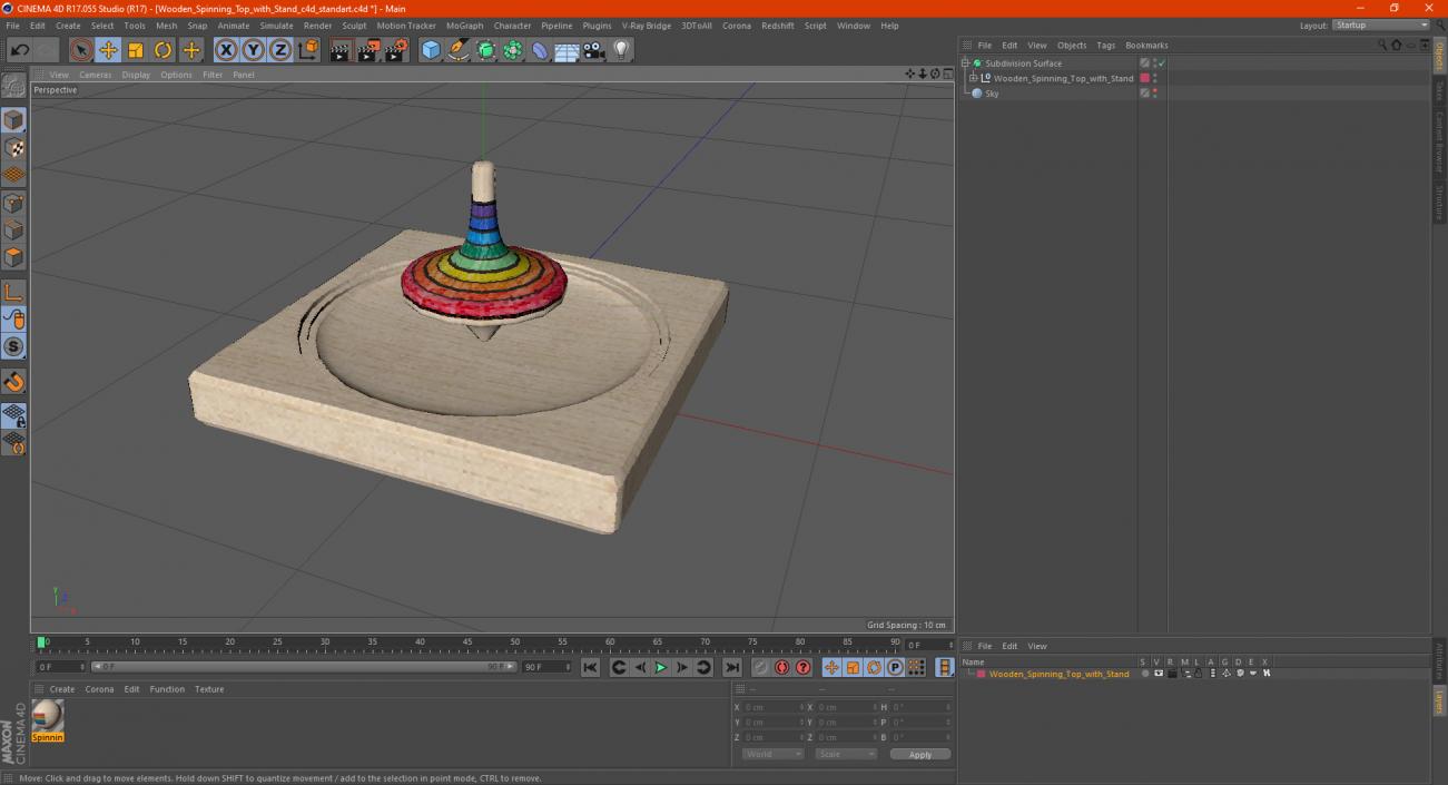 3D model Wooden Spinning Top with Stand