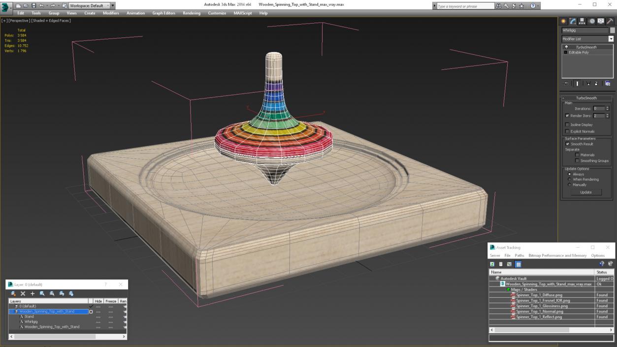 3D model Wooden Spinning Top with Stand