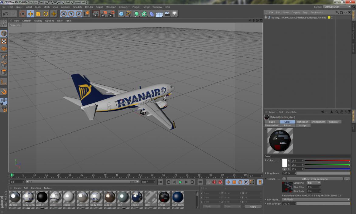 3D Boeing 737-600 with Interior Ryanair