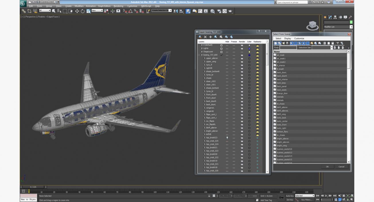 3D Boeing 737-600 with Interior Ryanair